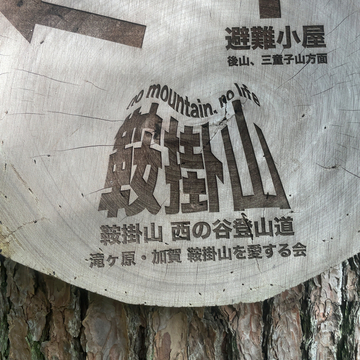 避難小屋の案内板。NoMountainNoLife