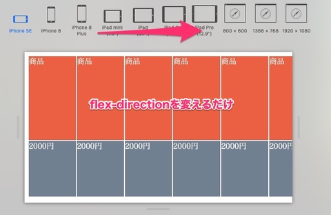 横にするだけで横スクロールの表に