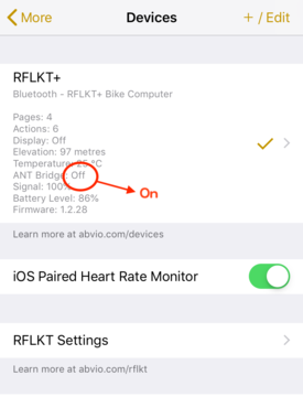 項目を押してANT BridgeをONにしておく