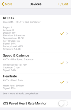 Garminのハードレートセンサーペアリング 横のチェックが検出マーク