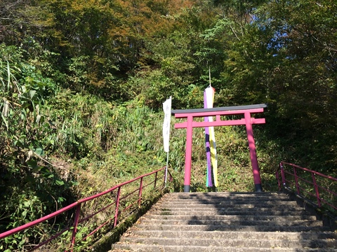 突き当たり左手に登山道