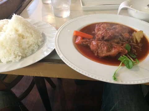 チキンのワイン煮定食