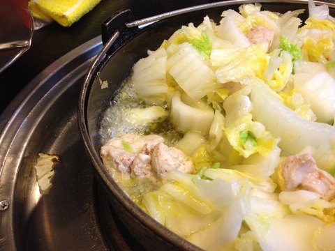 白菜からでた水分がスープに