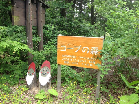 広場にはかわいらしいサンタ？さん