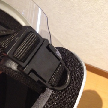ワンタッチ式。メットホルダー用のリング付き