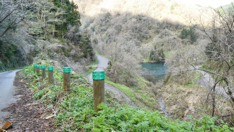 内川ダム湖畔が見えてきた