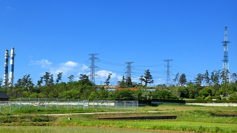 志賀原発線鉄塔と志賀中能登線鉄塔の引き込み