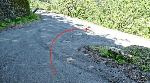 山をおりたら右で菱池谷橋の方向