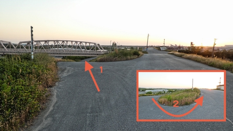 遊園地横の手取川橋。ここも潜ってからぐるっと登ってくる