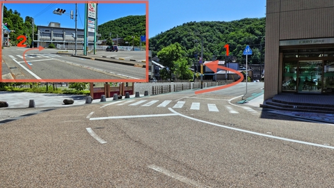 山中温泉総湯菊の湯前のクランクを過ぎてからスーパー前を右折でトンネル