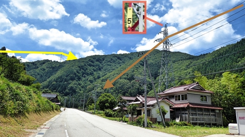 右手 我谷線5番(茶)から若番へ 奥には加賀東金津線(黄)の大聖寺川横断ポイント