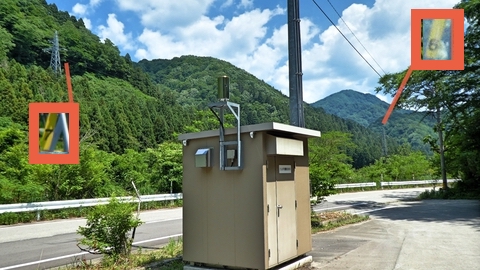 雨量観測所。奥は九谷線7と6番。6番の下には九谷磁気窯跡
