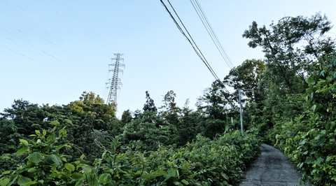 先には先程の隣の鉄塔が、あの先に御所変電所がある