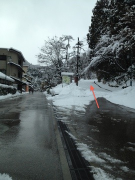 湯涌温泉街の分岐