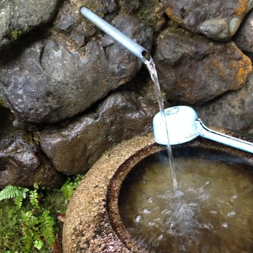 竜頭の横の水飲み場