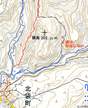 国土地理院地図北袋周辺