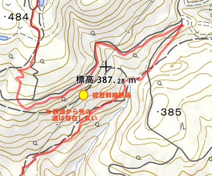 能登幹線135番周辺。ここも存在しない道があるので今回は迂回
