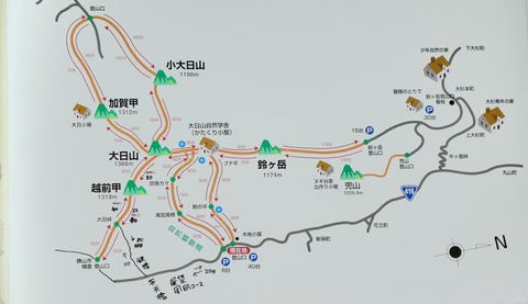 大日山周辺登山道図(クリックで拡大)