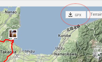 GPXのダウンロードボタン
